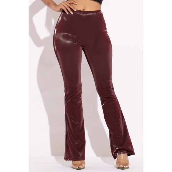 💥Faux Leather Like Flared Pants in Black Size M - Picture 8 of 11